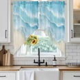 thumbnail image 2 of Ocean Beach Swag Valances for Windows 2 Pack Gradient Light Blue Ocean Waves Beige Beach Swag Kitchen Curtains 63 Inches Long Rod Pocket Short Window Treatment for Kitchen Bathroom 36"x63", 2 of 9