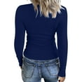 thumbnail image 3 of Womens Long Sleeve Shirts Square Neck Slim Fit Basic Tops Ribbed Thermal Undershirts Layering Tee Royal Blue L, 3 of 4