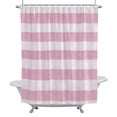 thumbnail image 2 of Pink Linen Stripes Shower Curtain for Bathroom Decor, Vintage Country Waterproof Fabric Shower Curtain, 36"x78" Set with 12 Hooks, 2 of 9