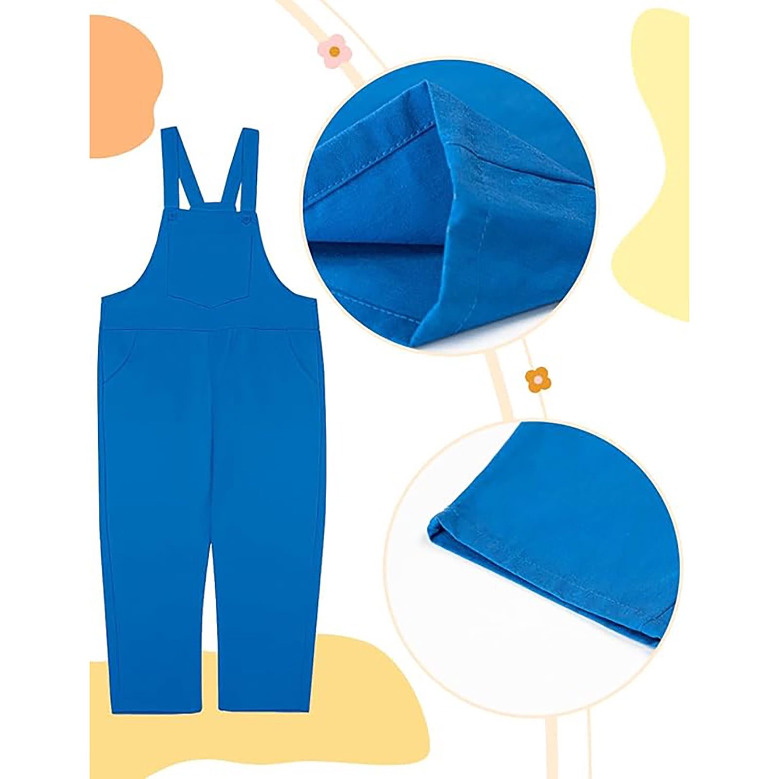 Kids Kids Casual Loose Romper Blue Jumpsuit Adjustable Strap Jumpsuits with Pockets Girls Outfits Size 7-8 Years