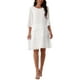 thumbnail image 1 of Vestido de gasa para mujer Inspire Chic con volantes, de capas, fluido, de manga 3/4, corte A, hasta la rodilla, blanco, talla XL, 1 of 5