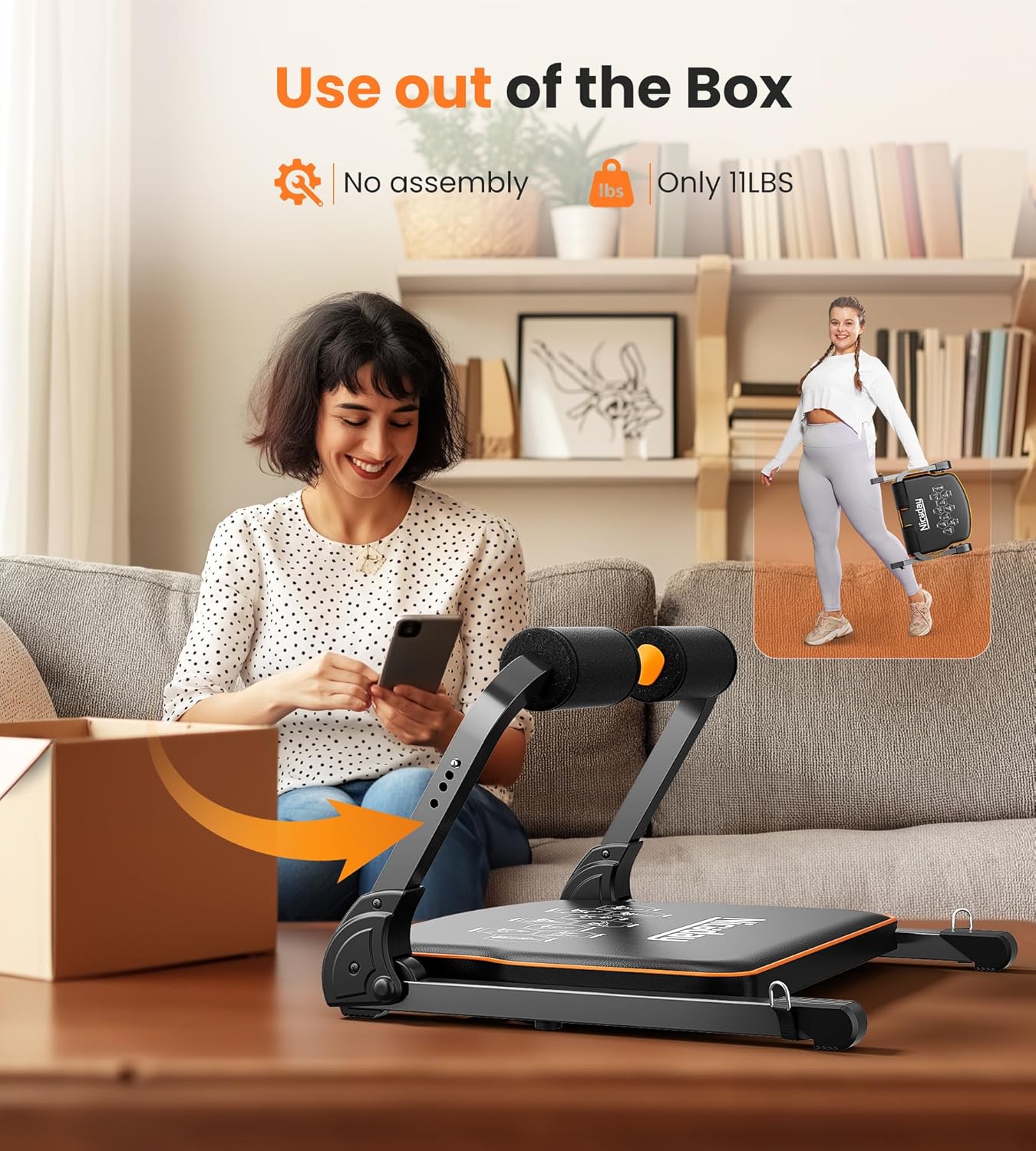 Ab Workout Equipment, Sit Up Machine with 330 LBS Capacity for Home Gym Core Training