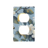 Yayeee Duplex Wall Plate 1-Gang 4.5"x2.7" Home Receptacle Light Switch Decorative Outlet Cover, Lemon Pattern