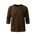 thumbnail image 6 of Men’s Solid 3/4 Sleeve Crew Neck Pocket T Shirt, Loose Breathable Casual Blouse Top Lightweight Basic Tee For Spring Summer Transitional Outfit Brown M, 6 of 7