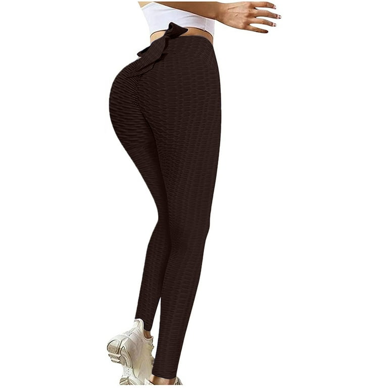 Kayannuo Yoga Pants with Pockets for Women Christmas Clearance Women's High  Waist Solid Color Tight Fitness Yoga Pants Nude Hidden Yoga Pants Coffee 