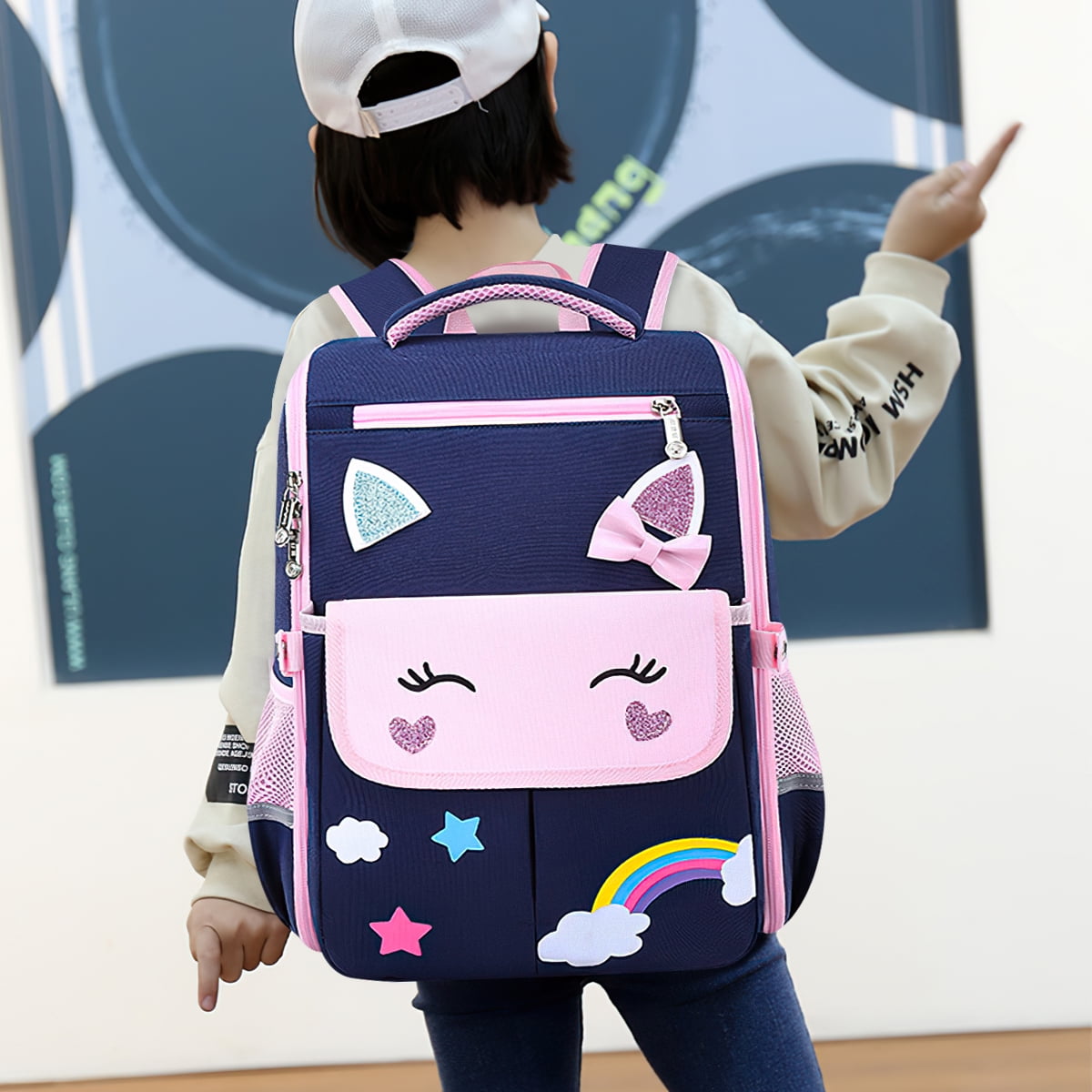 Kadyn 16.14" Girls Backpack, Elementary Bookbag with Lunch Bag and Pencil Bag, Unicorn Kids Backpack for Children, Blue Kadyn 16.14" Girls Backpack, Elementary Bookbag with Lunch Bag and Pencil Bag, Unicorn Kids Backpack for Children, Blue