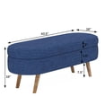 thumbnail image 6 of Oval Storage Ottoman Bench with Rubber Wood Legs,Blue, 6 of 10