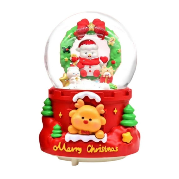 Sharprepublic Christmas Snow Globes Music Box Birthday Snowman Interior Lighted Snow Globe C