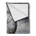 thumbnail image 2 of Clock Soft Flannel Fleece Throw Blanket, Vintage Clock Breaking Free from Tree Trunk Surrealistic for Strategy Print, Cozy Plush for Indoor and Outdoor Use, 50" x 70", Grey, by Ambesonne, 2 of 5