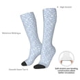 thumbnail image 4 of Naloa Gray White Floral Thigh High Socks Extra Long Stretchy Sock Women Over Knee High Opaque Stocking Daily Wear, 4 of 6
