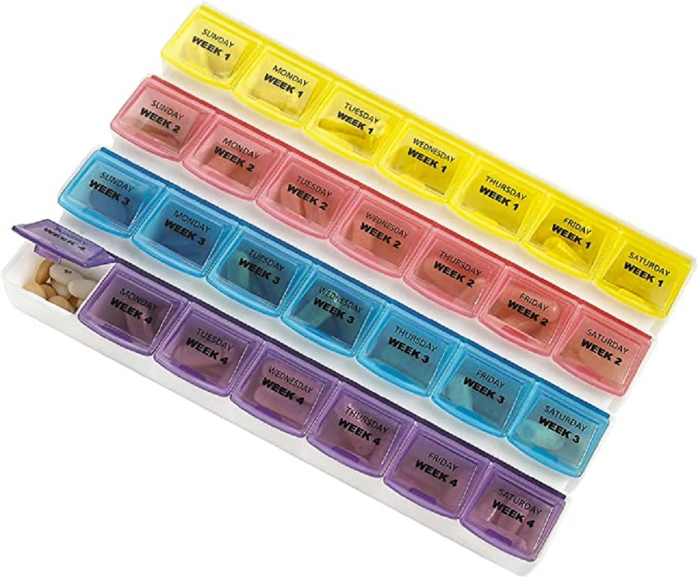 MEDca Monthly Pill Organizer, 28 Day Extra Large Travel Medication Compartments by MEDca