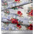 thumbnail image 3 of Soimoi Blue Cotton Duck Fabric Leaves & Ranunculus Floral Print Fabric by Yard 42 Inch Wide, 3 of 3
