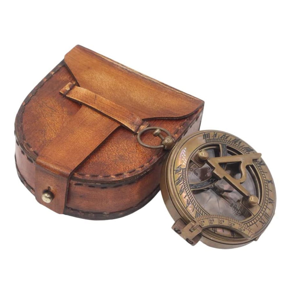 Antique Sundial Compass Brass Nautical Hiking Navigation Outdoor Hiking Sailor 