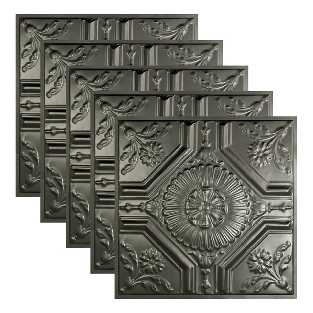 Great Lakes Tin Rochester Argento 2ft x 2ft Lay In Ceiling Tiles (5 Pack)