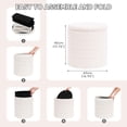 thumbnail image 2 of PINPLUS Pouf Rond de Rangement Repose-Pieds Tabouret avec Plateau en Velours Sherpa Pouf Pliant de Rangement, Repose-Pieds en Bouclé pour Salon, B, 2 of 7