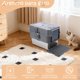 thumbnail image 2 of Arenero para gato acero inoxidable con tapa extraíble cerrado incluye pala y alfombrilla tamaño extragrande para gatos grandes gris claro, 2 of 7