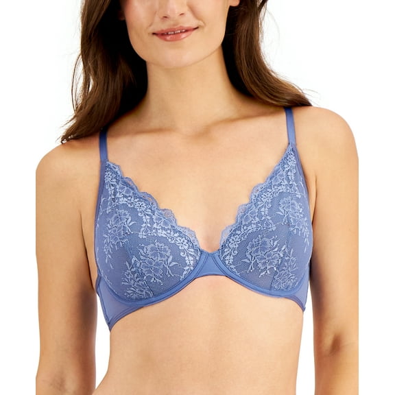Inc International Concepts Womens Apex Lace Bra, Blue, X-Large