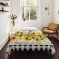 thumbnail image 4 of Sunflower Tapestry for Bedroom Wall Hanging Tapestry, Summer Botanical Bee Rustic Black Plaid Ceiling Backdrop Tapestries Poster Blanket Wall Decor for Teens Room Living Room Dorm 51" x 59", 4 of 8