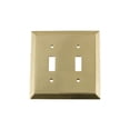 thumbnail image 1 of Nostalgic Warehouse 719951 Deco Switch Plate with Double Toggle, Polished Brass, 1 of 3