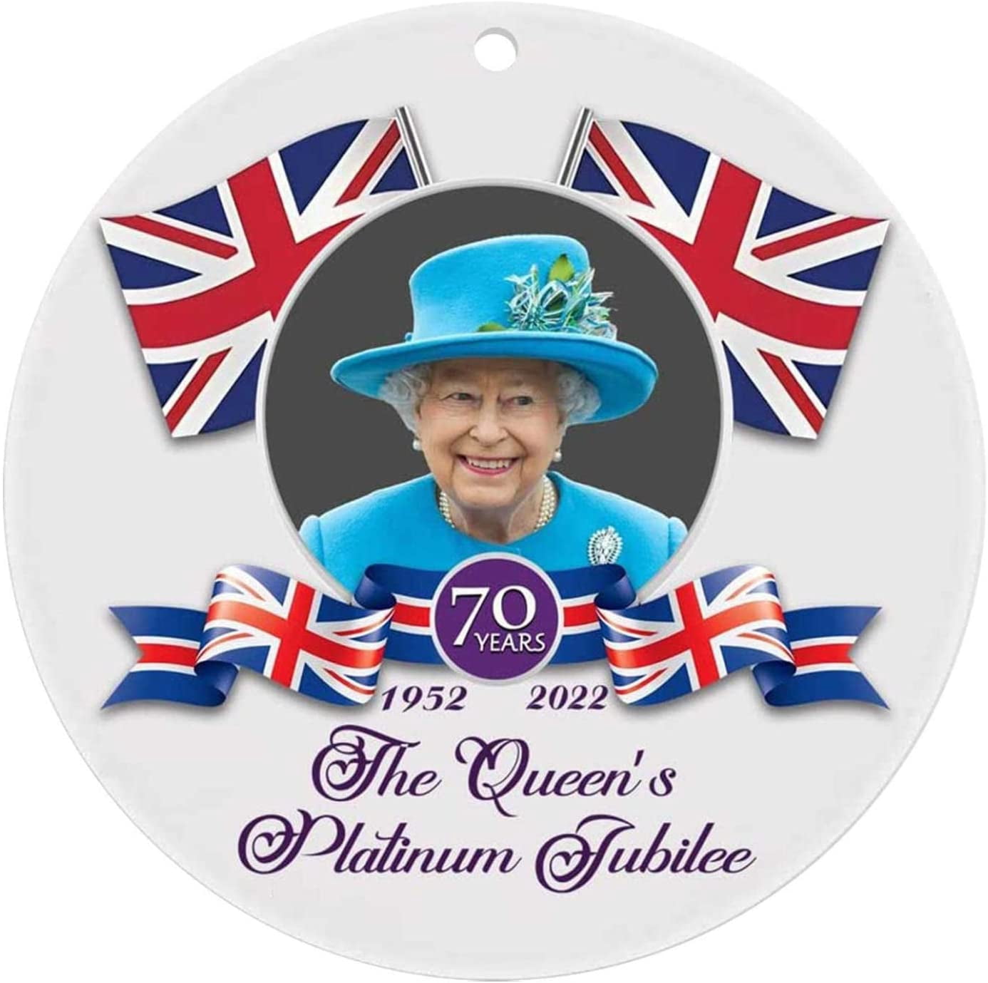 Queen Elizabeth II 2022 Platinum Jubilee Christmas Ornament Platinum