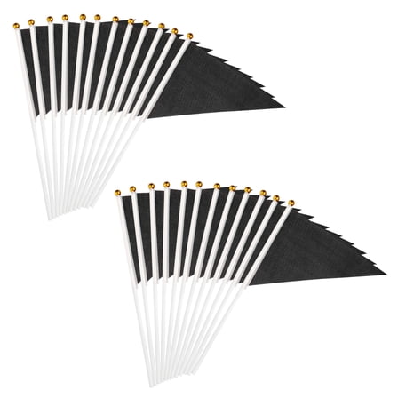 Uxcell 8x3 Inch Mini Pennant Flags, 25 Pcs Small Handheld Flag for DIY Celebration Sports,Black