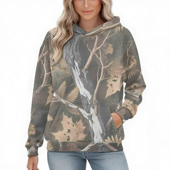 Womens Camo Hoodies Oversized Maple Leaf Fleece Pullover Sweatshirts Long Sleeve Unisex Mens Shirts Tops, 3XL Camouflage