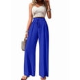 thumbnail image 1 of Pantalones de Salón de Pierna para Mujer, Cintura Alta, Ajustables, con Nudo de Lazo, Holgados. Azul XL, 1 of 9
