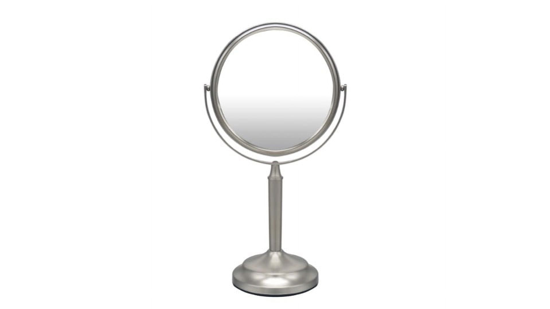 Eden Bath Round Two Sided 5X Nickel Framed Freestanding Makeup / Shaving Mirror