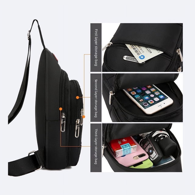 Bolso de pecho resistente al agua y al desgaste para hombre, sencillo, estilo informal de negocios, tipo mensajero de tela Oxford, Joker