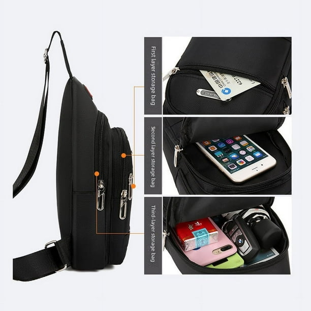 Bolso de pecho resistente al agua y al desgaste para hombre, sencillo, estilo informal de negocios, tipo mensajero de tela Oxford, Joker