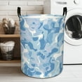 thumbnail image 3 of Blue Abstract Water Ripples Print Extra Large Foldable Laundry Basket  Stylish  Easy to Use for Bedroom Bathroom  Laundry Room  Oxford Fabric Storage Bin, 3 of 9