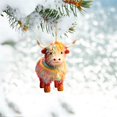 thumbnail image 3 of Christmas Ornaments Highland Cow Decor Christmas Tree Decorations Cute Acrylic Cow Pendants Cartoon Cow Decorative, 3 of 6