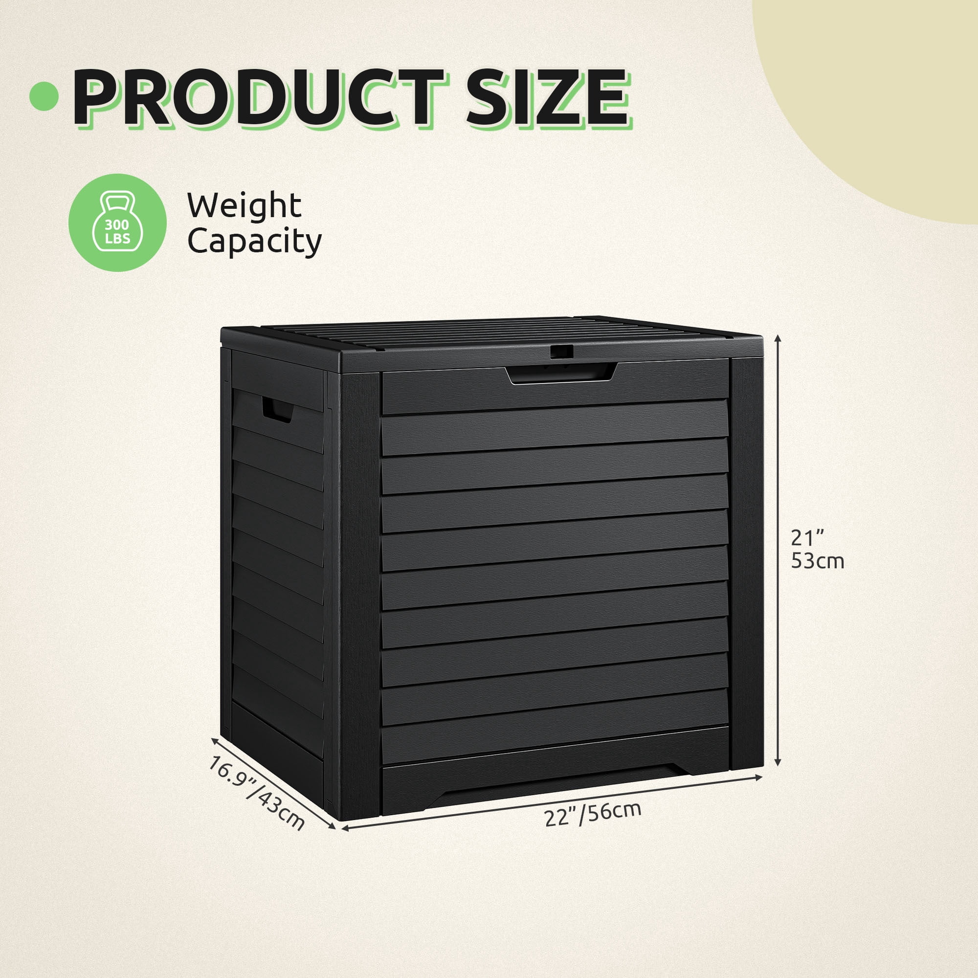 Dextrus 35 Gallon Waterproof Resin Deck Box, Black Lockable Outdoor Storage & Package Delivery Bin, Compact Patio Organizer for Cushions, Garden Tools and Pool Accessories