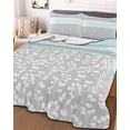 thumbnail image 3 of Quilts Twin Size, Aqua Grey Soft Comforter Bedding Set for Bed, Chic Garden Floral Stripe Embroidery Design Lightweight Quilted Bedspread with Pillow Cover(2 Pieces) for All Season, 68x86 Inch, 3 of 6