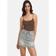thumbnail image 2 of 3-pack Black&Brown&White Women Sexy Square Neck Tank Top Summer Going Out Basic Cami Shirt, 2 of 6