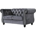 thumbnail image 3 of US Pride Furniture Chester 61 in. Wide Rolled Arm Velvet Modern Straight living Room Loveseat, Gray, 3 of 4