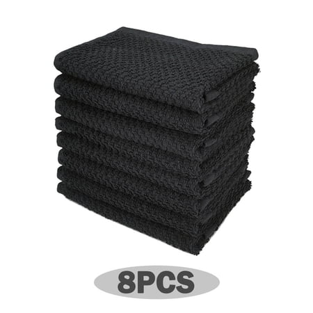 

100% Cotton Kitchen Dish Cloths Ultra Soft and Absorbent Dish Towels Washcloths Quick Drying Dish Rags 8 Pack 12 x 12 InchesMothers Day Gifts(Black)