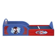 Marvel Spidey and His Amazing Friends Sleep and Play Toddler Bed with Built-In Guardrails by Delta Children, Blue
