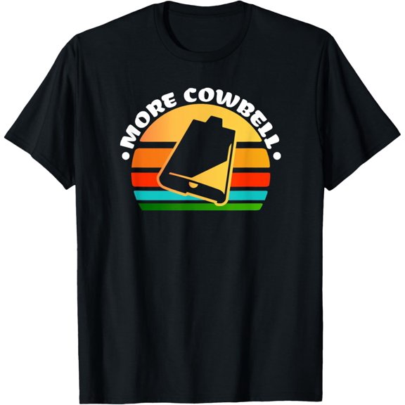 Retro Drummer Gift Vintage More Cowbell T-Shirt men and women can wear, black, white, gifts