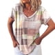 thumbnail image 2 of Moda Mujer Verano Camisetas de manga corta Estampado con cuello en V Blusa informal Tops Fridja  hjk5424, 2 of 8