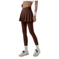 thumbnail image 5 of GEWSEY Women Tennis Skirted Leggings with Pockets Athletic Pleated Skirts with Leggings Workout Active Golf Skort (Brown, L), 5 of 7