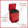 thumbnail image 3 of McKesson Trash Can with Plastic Liner, Step-on Lid for Bathroom, Office - Red, 20 Qt, 1 Ct, 3 of 11