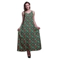 thumbnail image 1 of Bimba Robe Longue Maxi Imprimée à Bretelles Spaghetti Ajustables en Rayonne Ikat pour Femmes Boho-TG, 1 of 1