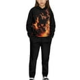 thumbnail image 2 of Uorisanigo Kids Girls Boys Sweatsuit Set - 2 Piece Oversized Fire Wolf Print Hoodie Sweatshirt + Cargo Jogger Pants Kids Youth Activewear Set Fall Winter Clothing, 2 of 7