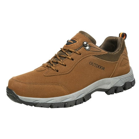 

Jungdeepe Men Sports Shoes Fashionable New Pattern Solid Color Simple Thick Sole Flat Bottom Comfortable Lace Up Mountaineering Shoes