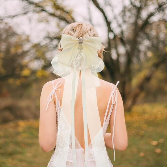 MUSEYA Hair Barrettes Ribbon Bow Hair Clips for Women Daily Life 1Set