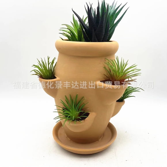 Planter For Succulents: 6-Pocket Strawberry Tower Pot - Decorative Indoor Outdoor Flower Container - Strawberry Planter - Orchid Planting Pot