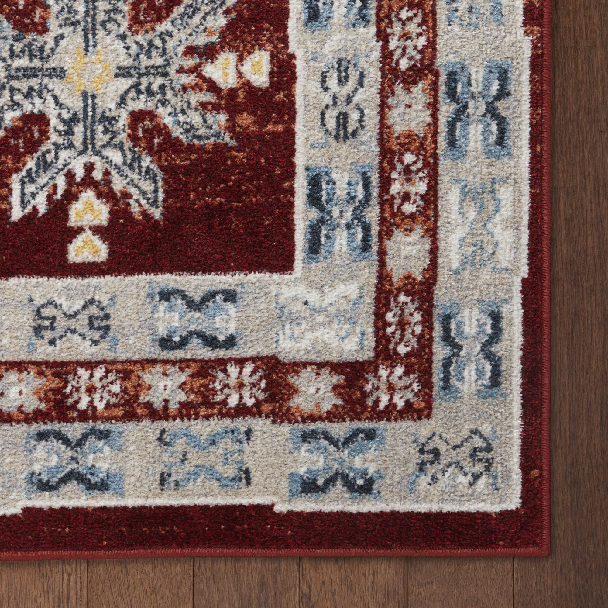 Everwash™ Treasure Saul Southwest Geometric Machine Washable Area Rug, Red/Navy Blue, 5'2"x7'2"