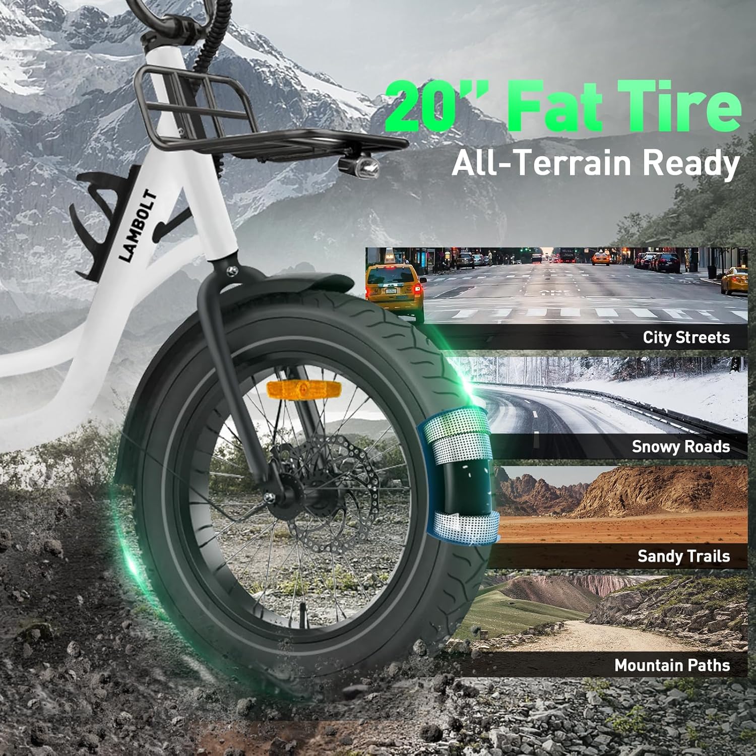 Electric Bike for Adults - 1000W Peak Motor Ebike with 48V 15Ah Removable Battery,7-Speeds  20" Fat Tire Electric Bicycle  Step-Thru Commuter Electric Bike, 24 MPH Max Speed | 70 Miles Range