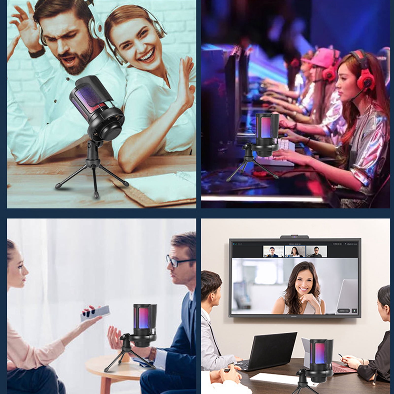 USB Condenser Microphone 192kHz Adjustable Lighting for Gaming and Streaming Podcasting Live Singing Mic Computer Mic